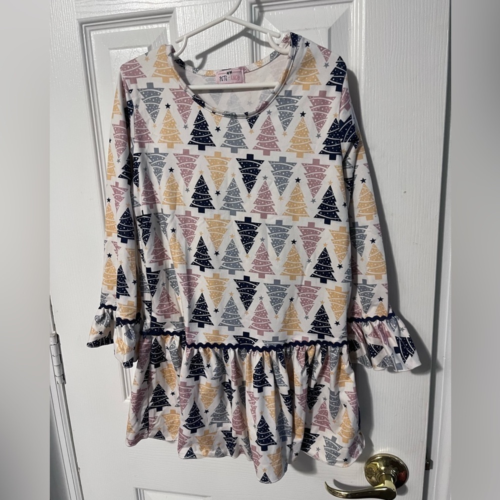 Pete & Lucy girls ruffle tunic top 7/8 Christmas farmhouse